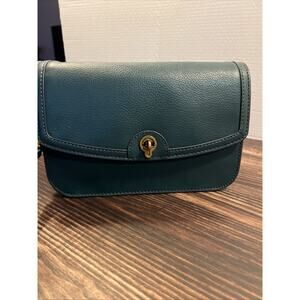 Fossil Ainsley LiteHide leather small flap crossbody in a dark teal